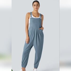 Halara Pockets Waffle Casual Jogger Overalls